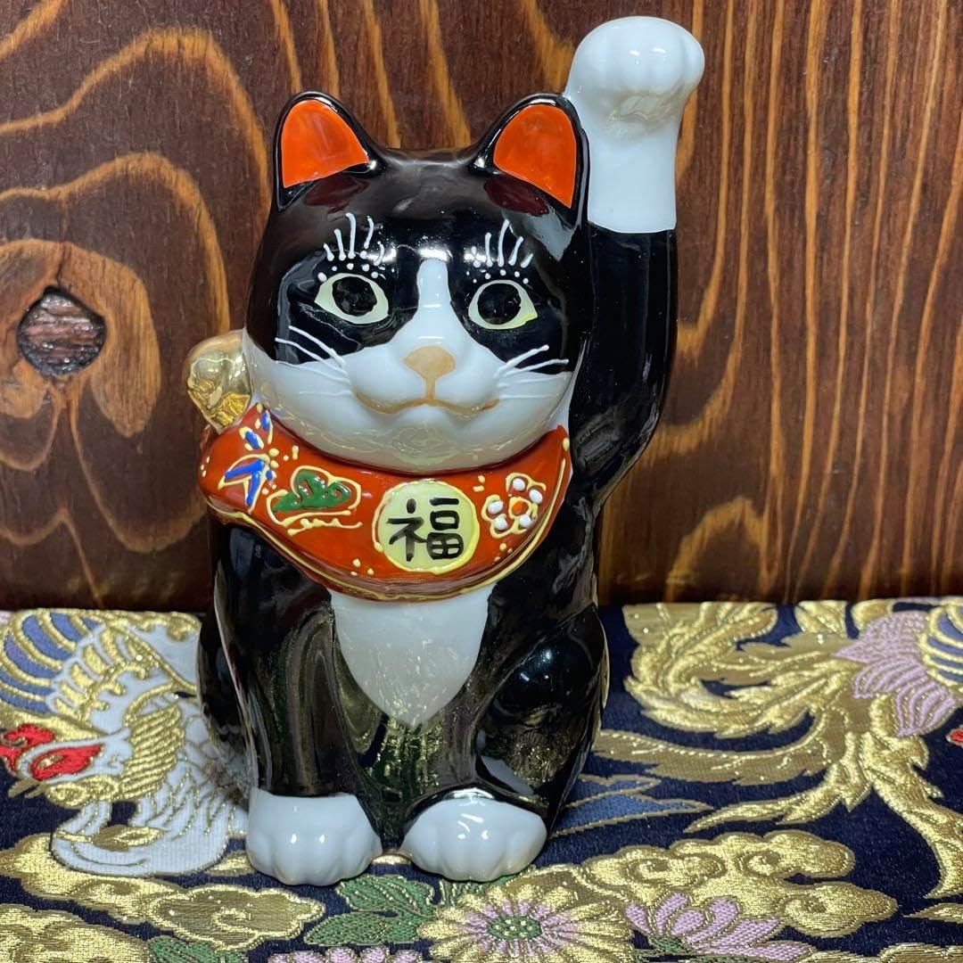 願いが叶う】【厄除け】【病除け】【九谷焼】招き猫 赤盛り 左手3号