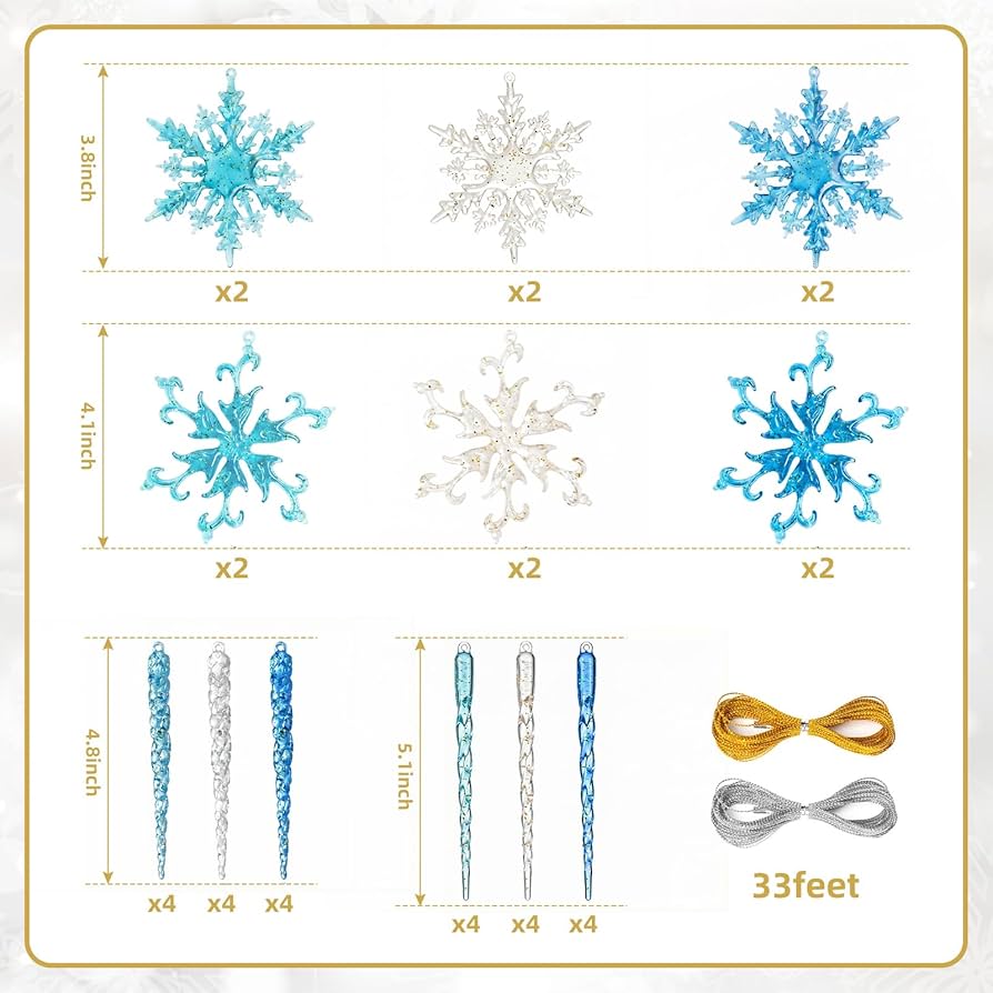 Amazon.co.jp: VGOODALL キラキラ光る雪の結晶のつららら アクリル製雪