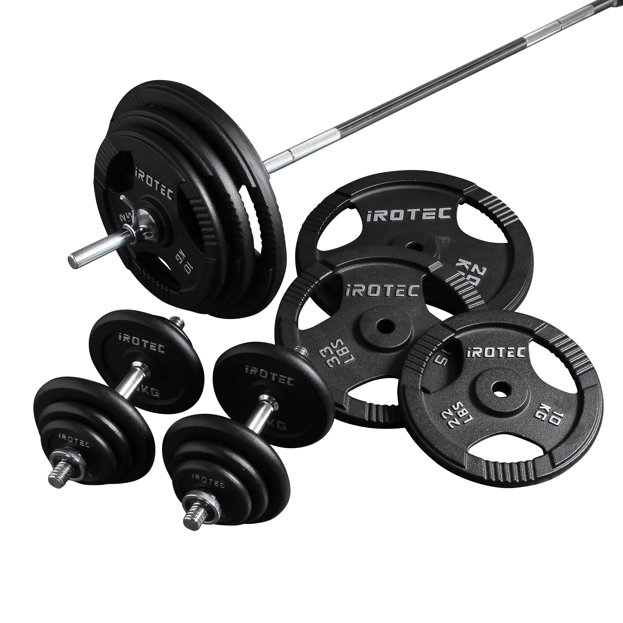 IROTEC ダンベルプレートセット 125キロ＋ダンベル IROTEC