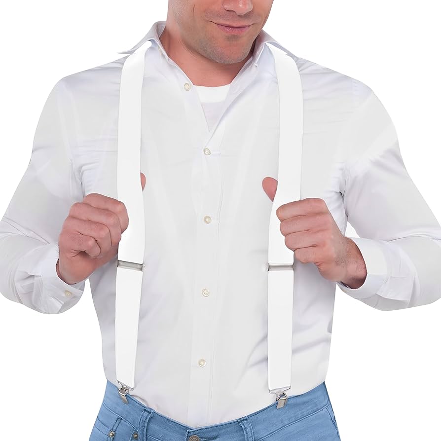Amazon.com: White Adjustable Metal Clip Accessory Suspenders - 1