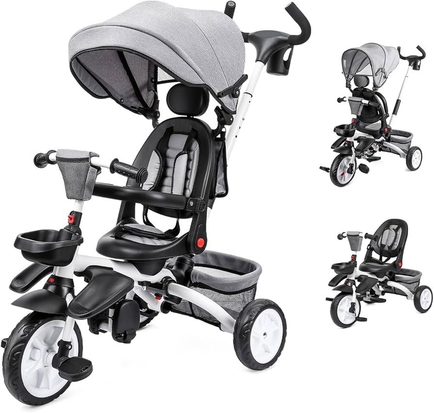 Amazon.co.jp: Thinkmax 子供三輪車 ベビーカー 5in1 折りたたみ