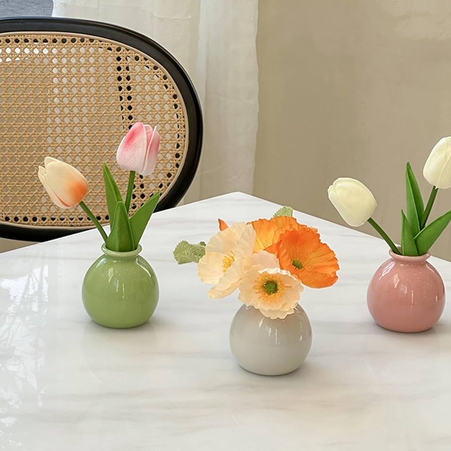 Amazon｜造花 インテリア 北欧 卓上 陶器花瓶付き 造花セット ミニ