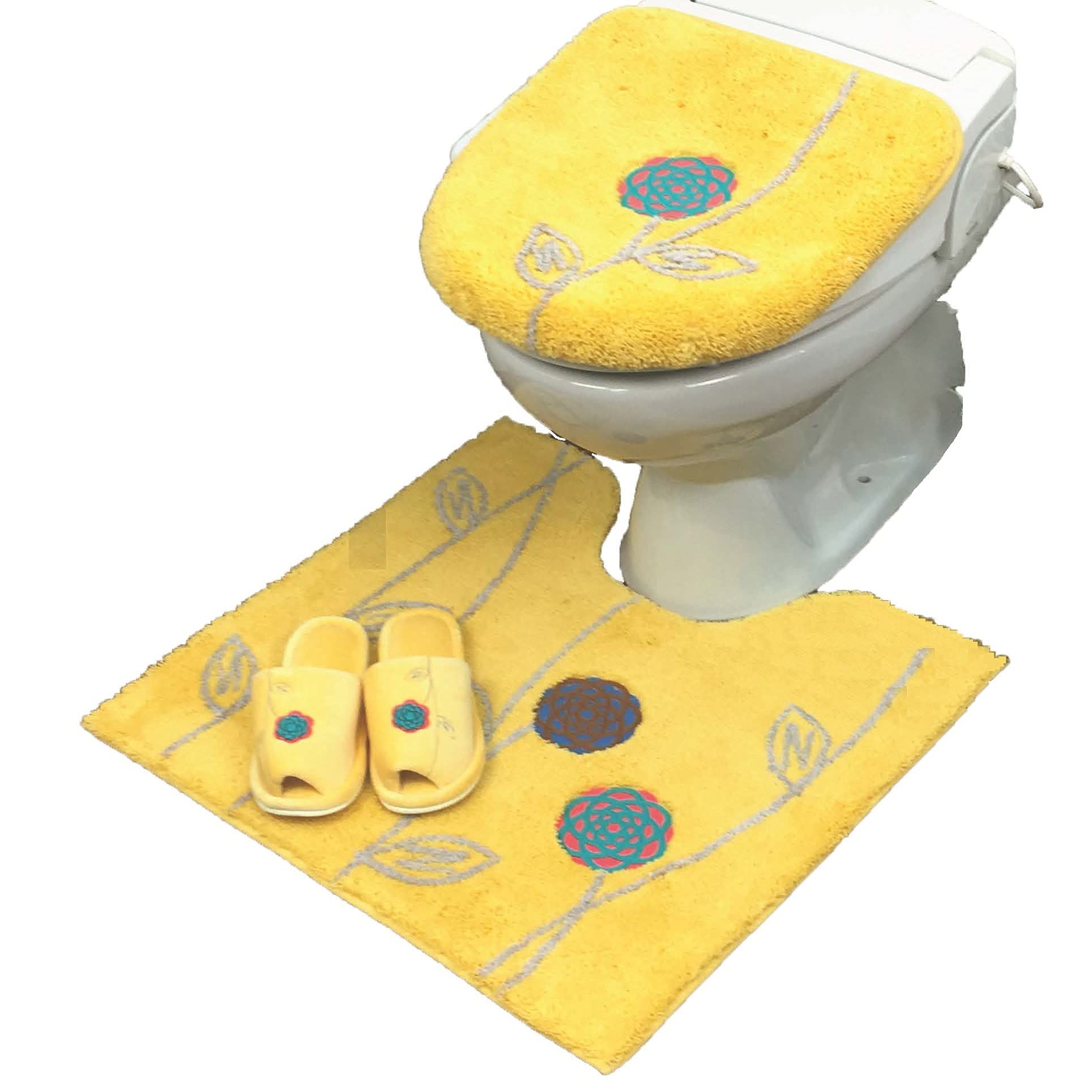 Amazon｜トイレマットセット 3点 セット 北欧 金運の黄色 トイレマット