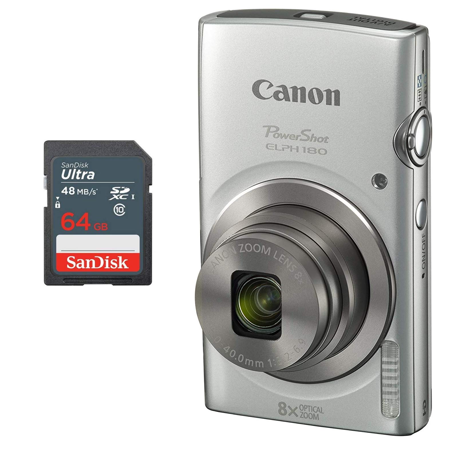 Amazon | Canon PowerShot ELPH 180デジタルカメラ+64GBメモリーカード