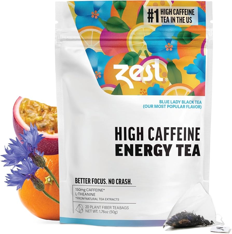 Amazon.com : Zest Energy Tea Bags – Blue Lady Passion Fruit Black