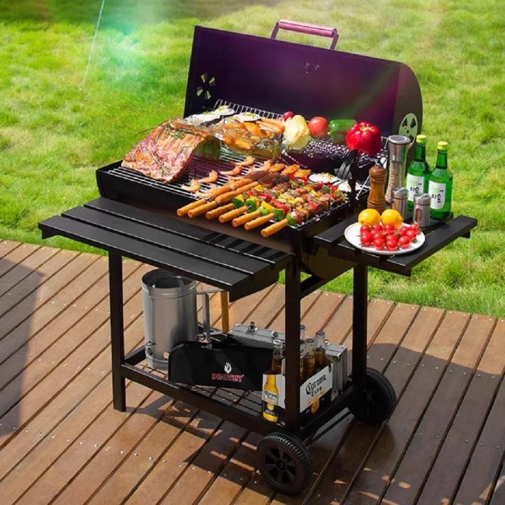 激安！【大理石調+ブラック】 屋外BBQ バーベキューコンロ Black