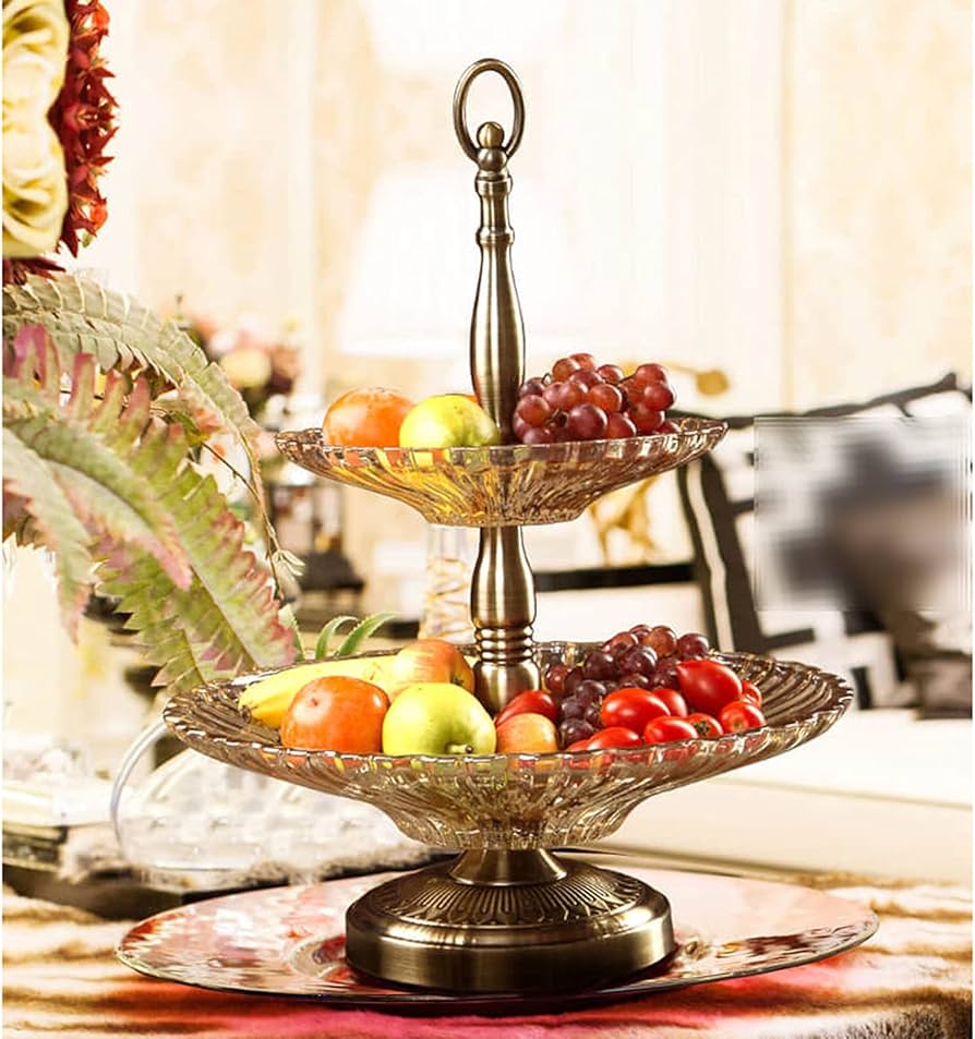 Amazon｜二重層絶妙なッド お菓子皿 ガラス 果物皿 ホームリビング