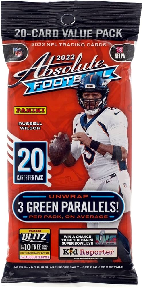 Amazon.com: 2022 Panini Absolute Football NFL Cello Fat Pack - 20
