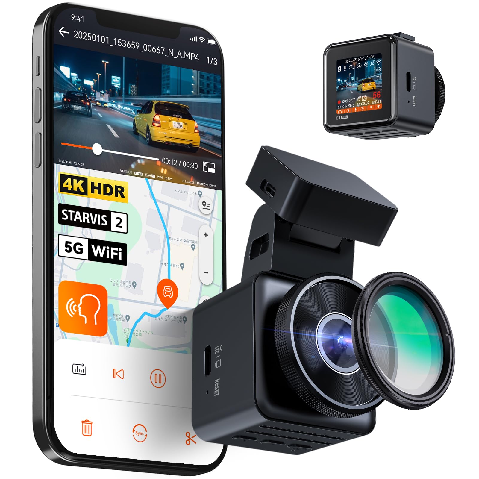 VANTRUE ドライブレコーダー 4K UHD 800万画素 小型ドラレコ