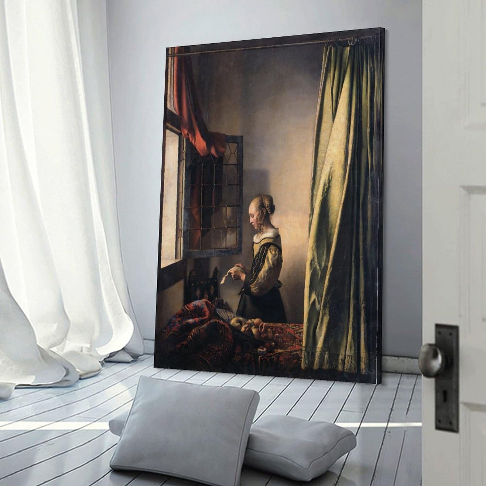 インテリア 絵画 油絵 題ー窓辺の女ー f50 インテリア 絵画 油絵 題ー