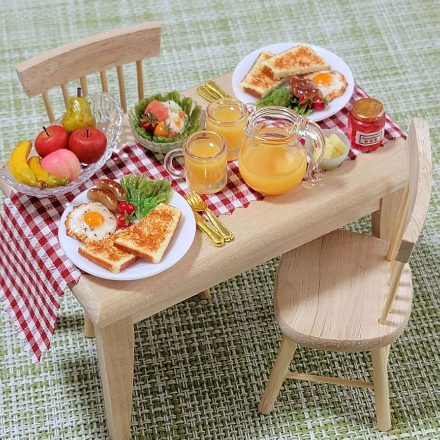 Amazon.co.jp: ミニチュアフード モーニングセット ダイニングテーブル