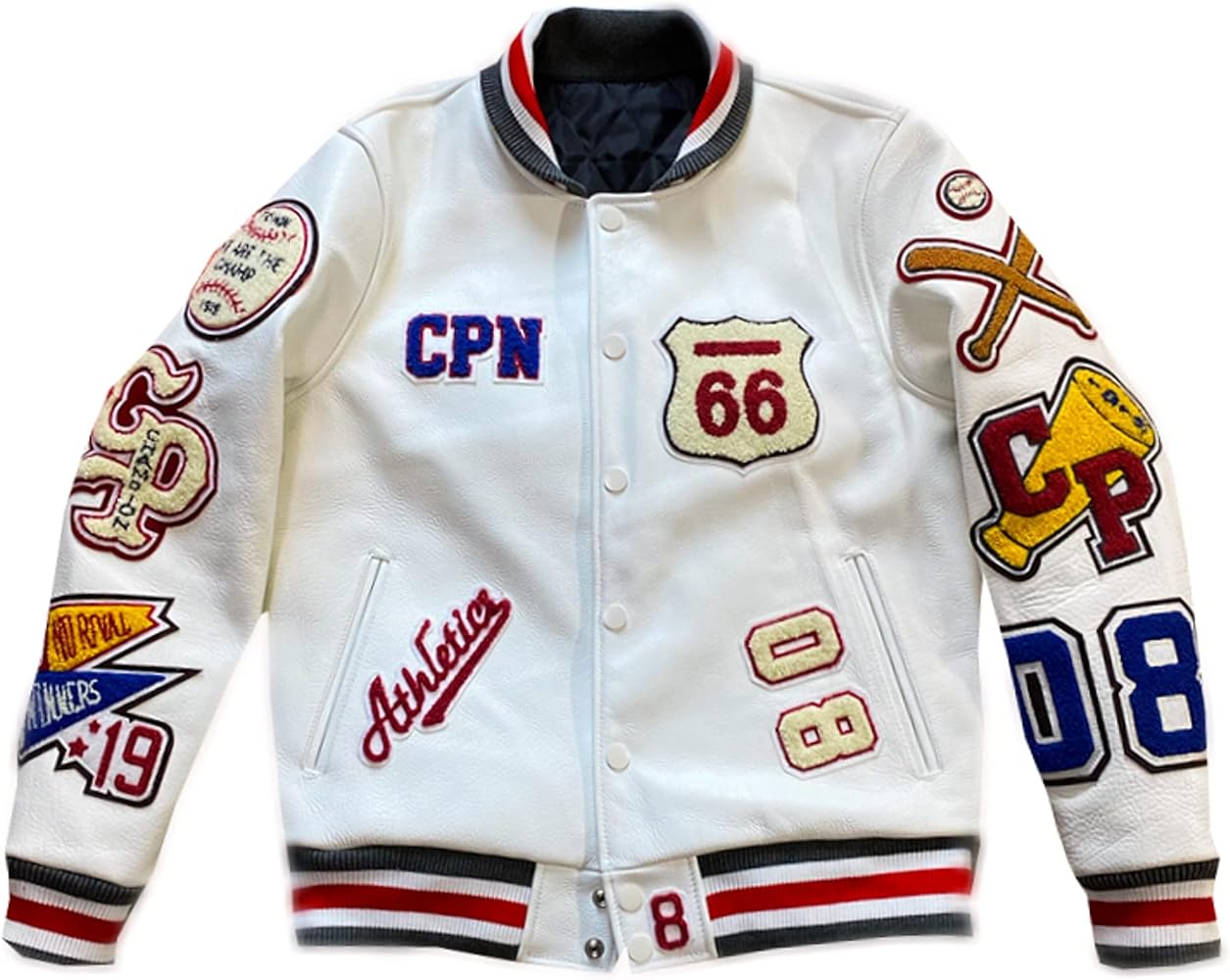 M相当 VAN JACKT スタジャン アーチロゴ ワッペン 牛革 切り替え M相当