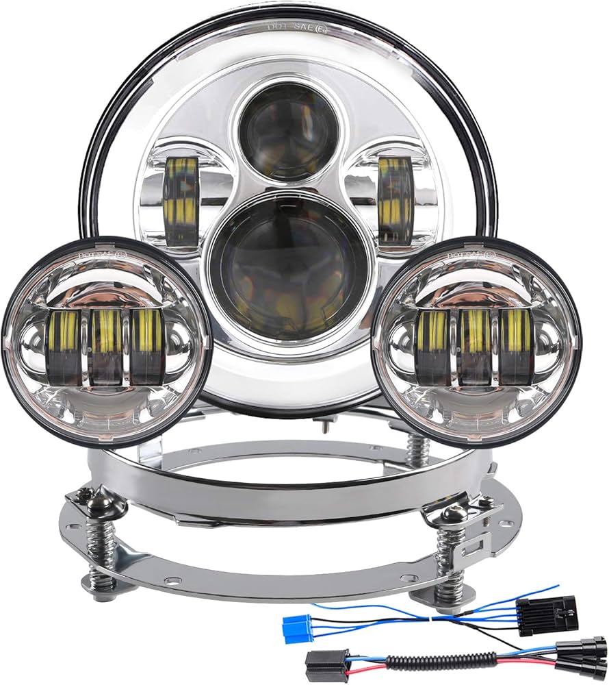 Amazon | オートバイ 7インチLEDヘッドライト 4.5インチフォグ