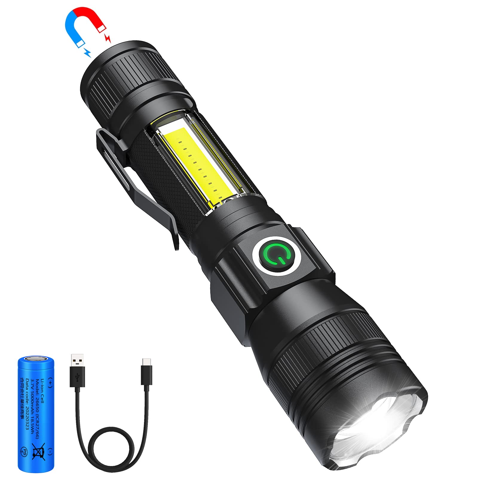 Amazon.co.jp: 懐中電灯 強力 led 軍用 小型 マグネット Type-C USB