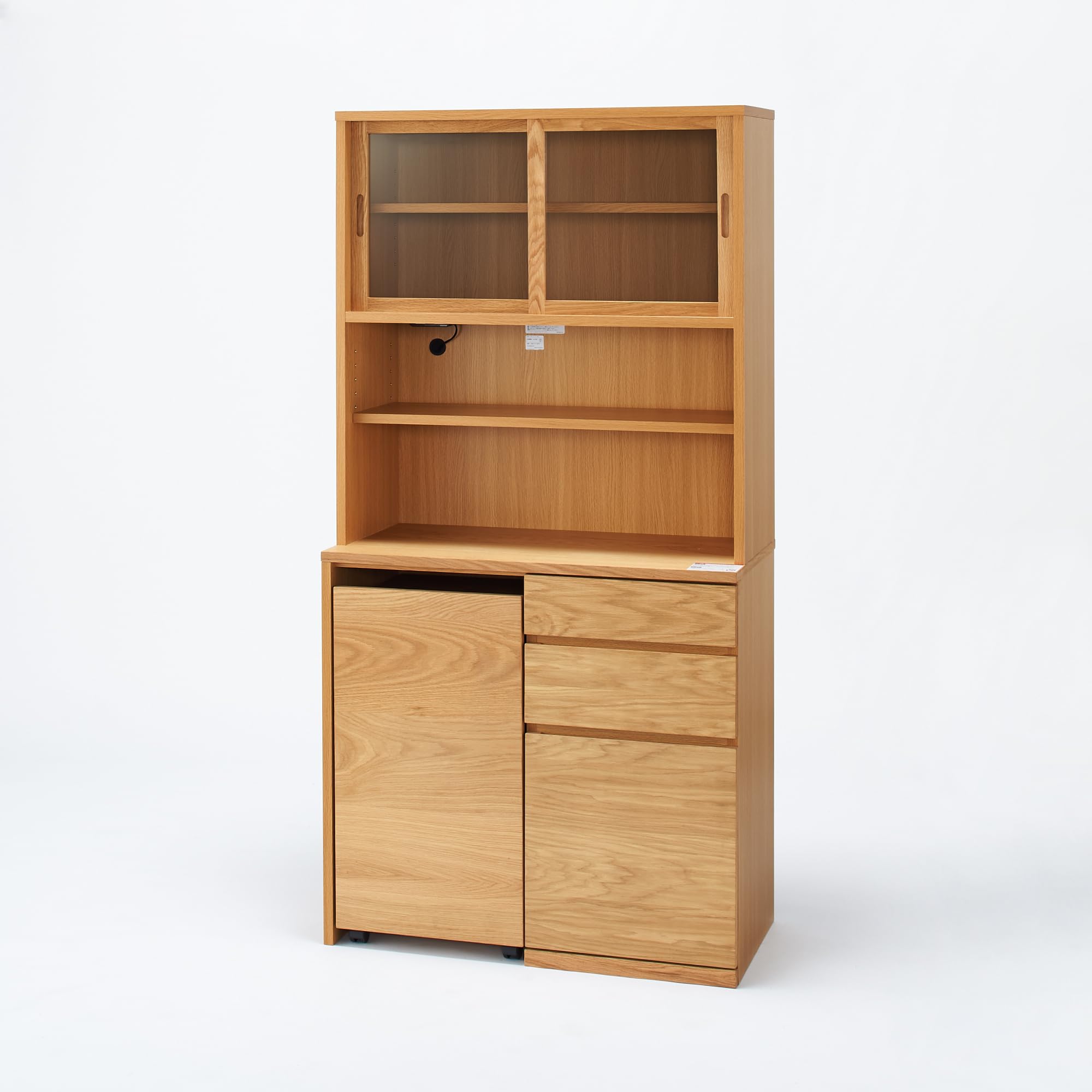 Amazon｜無印良品 木製カップボード 幅88×奥行44×高さ175.5cm オーク材