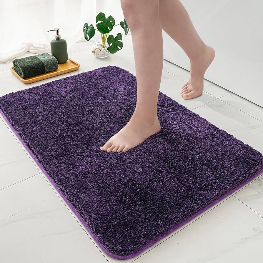 Amazon.com: MIULEE Dark Purple Bathroom Rugs, Soft Small Absorbent