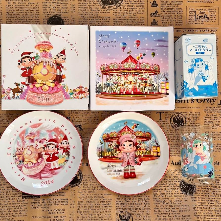 Amazon | 不二家 FUJIYA クリスマスプレート 皿 コップ 100周年記念 箱