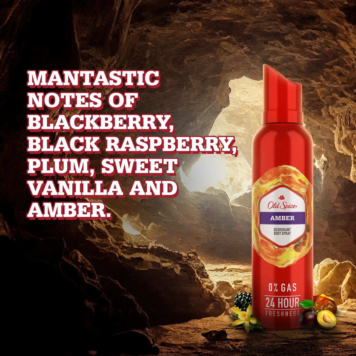 Amazon | Old Spice Amber 0% Gas Deodorant Body Spray - For Men