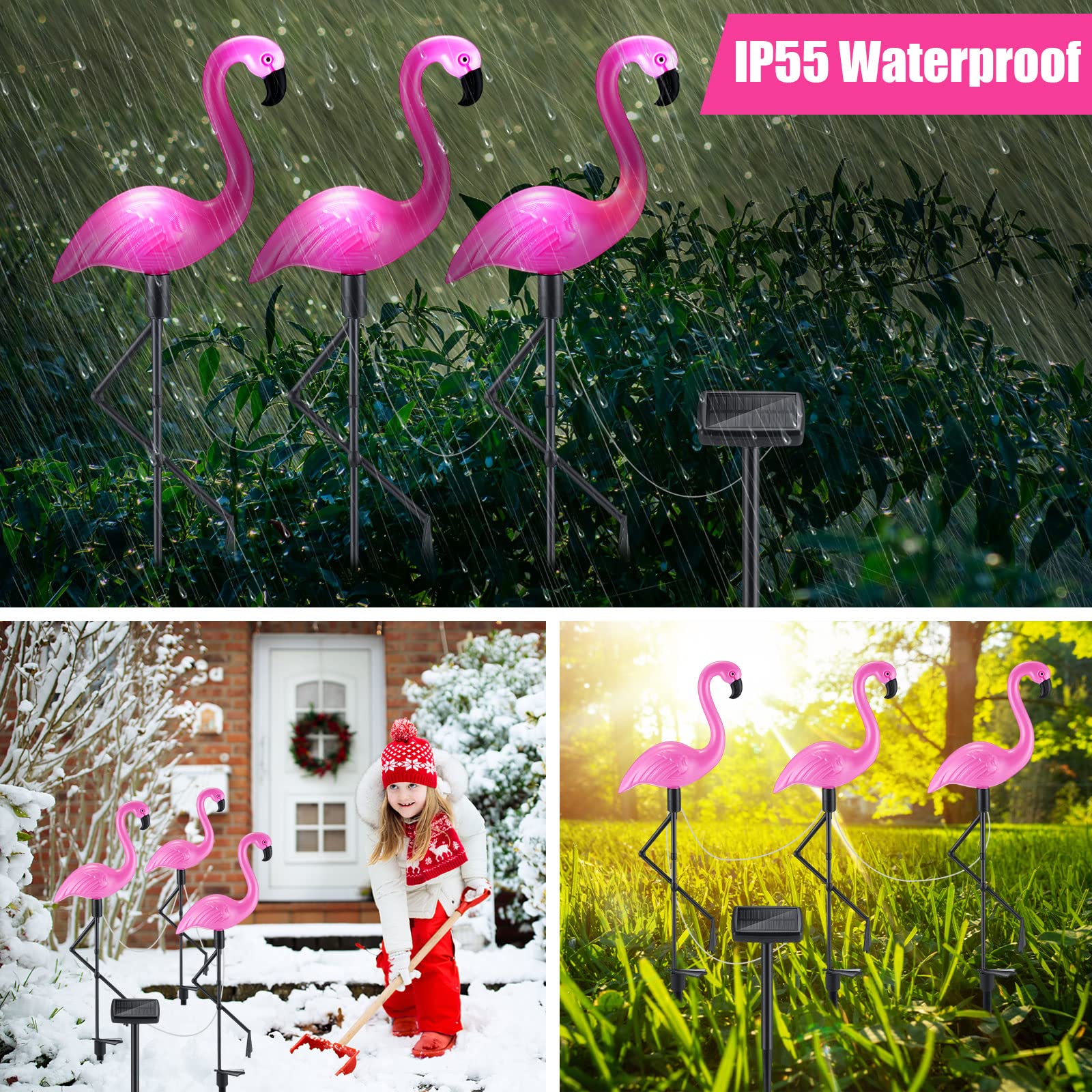 Amazon.co.jp: Geelin 9パック ピンク フラミンゴ ソーラー アウトドア