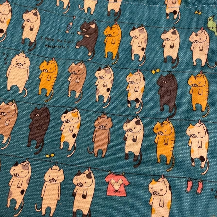 Amazon.co.jp: 洗濯猫ちゃん 干され猫 猫柄 ネコ cat 猫耳 巾着 小物