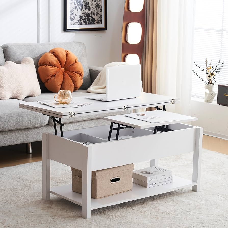 Amazon.co.jp: IKIFLY コーヒーテーブル 天板昇降式 ローテーブル 木製