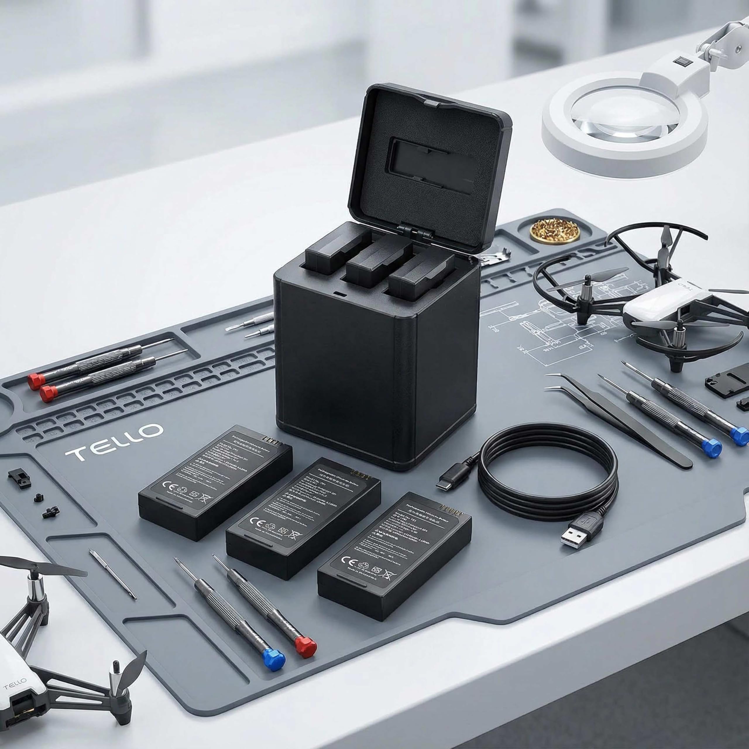 Amazon | Ryze Tech DJI Tello バッテリー用 1100mAh 3個 + USB Speed