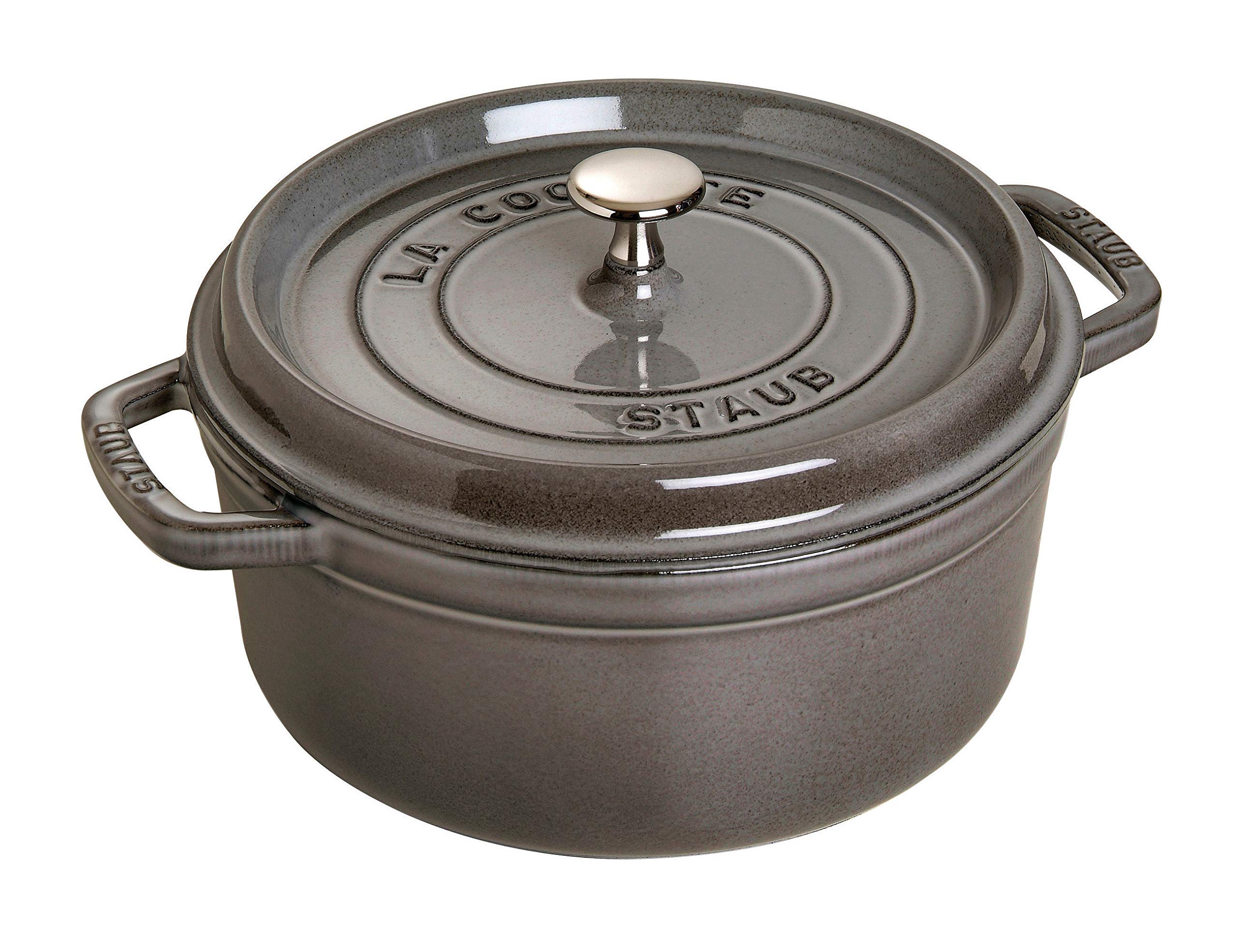 Amazon.com: Staub Cast Iron 9-qt Round Cocotte - Graphite Grey