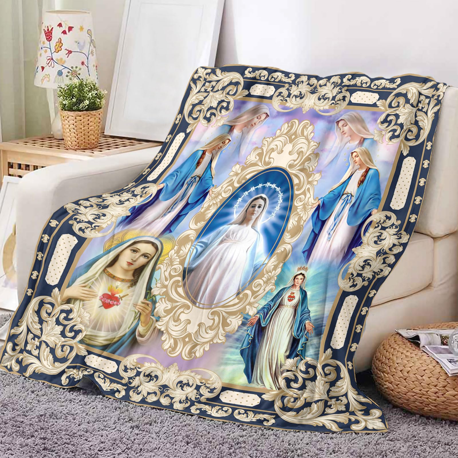 Amazon.com: QIULIBMH Virgin Mary Blanket Microfiber Our Lady of