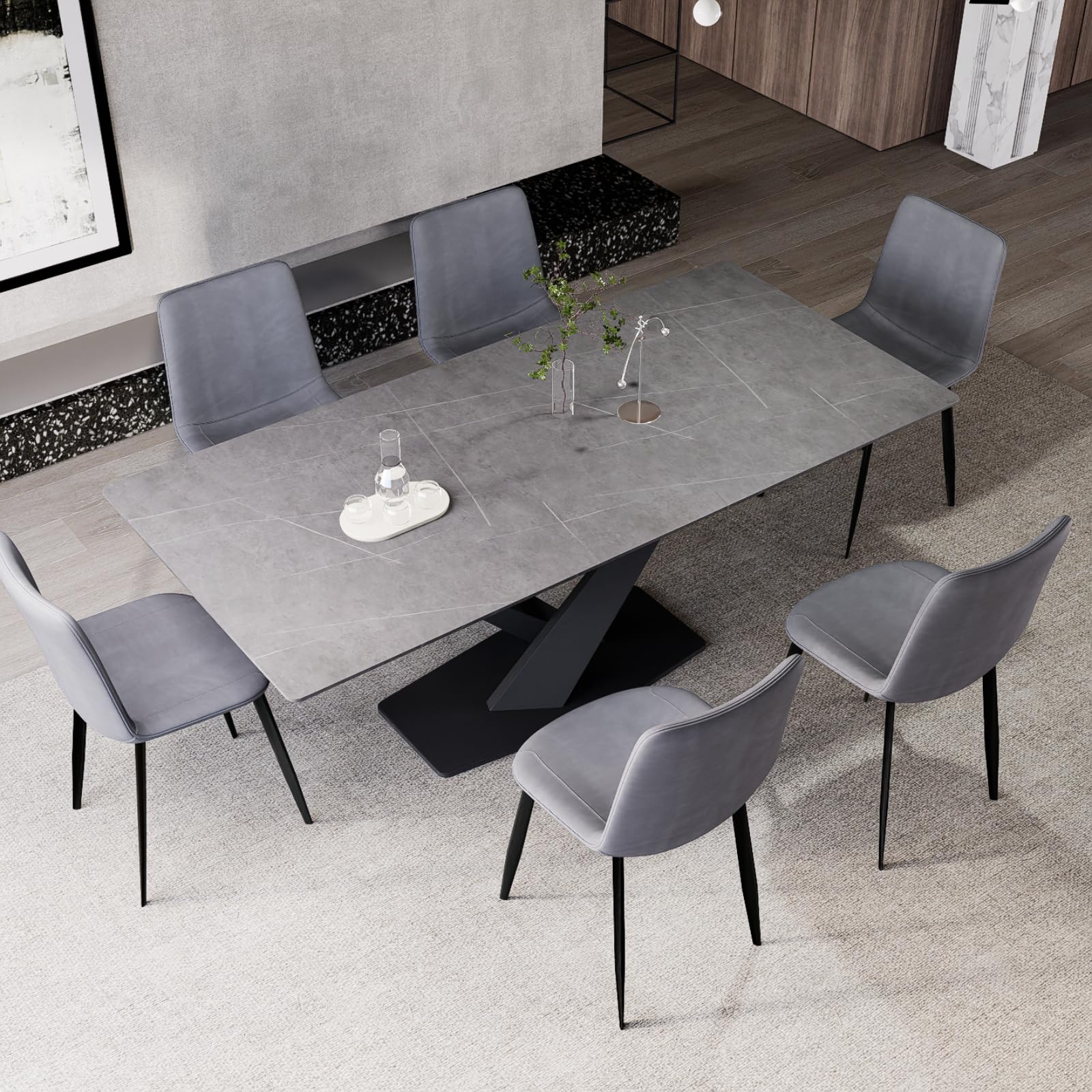 Amazon｜MUTUKI ダイニングテーブル セラミック天板 大理石柄 北欧