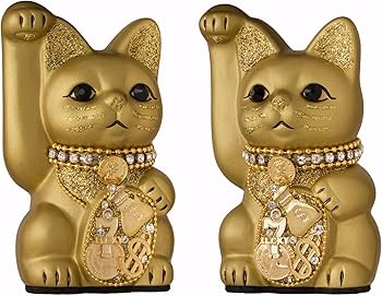 Amazon.co.jp: ご縁猫 ミリオネアキャット(S-SIZE 金 Gold）右手あげ