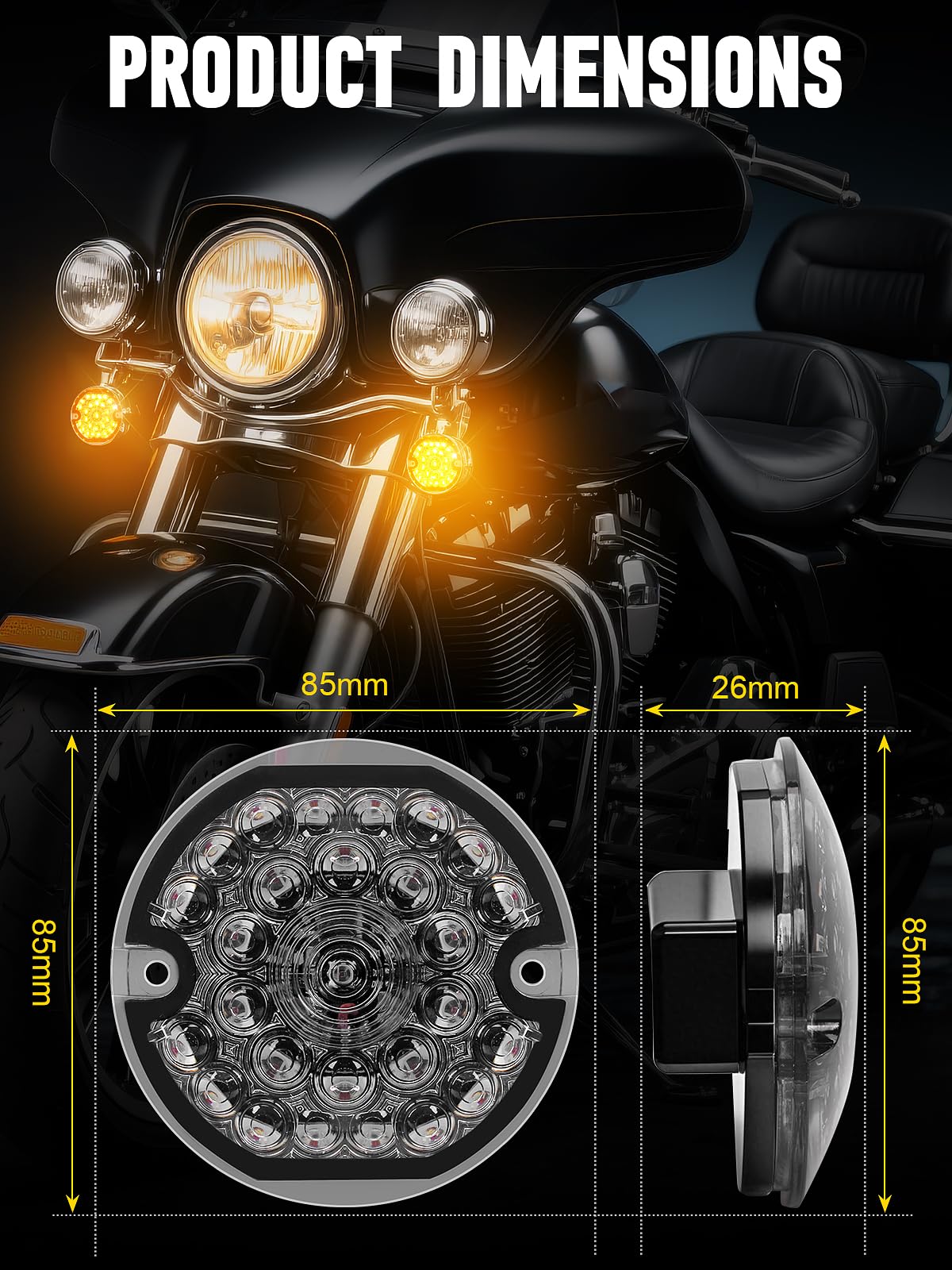 Amazon | 3-1/4インチ LED ウィンカーキット フラットスモークレンズ