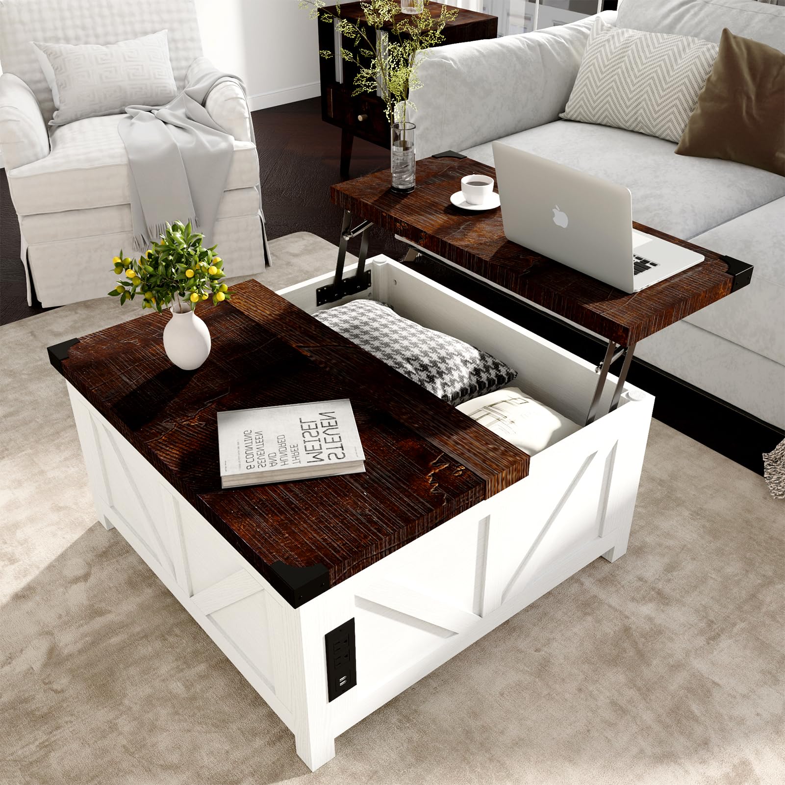 Amazon.com: jimeimen Farmhouse Lift Top Coffee Table with Storage