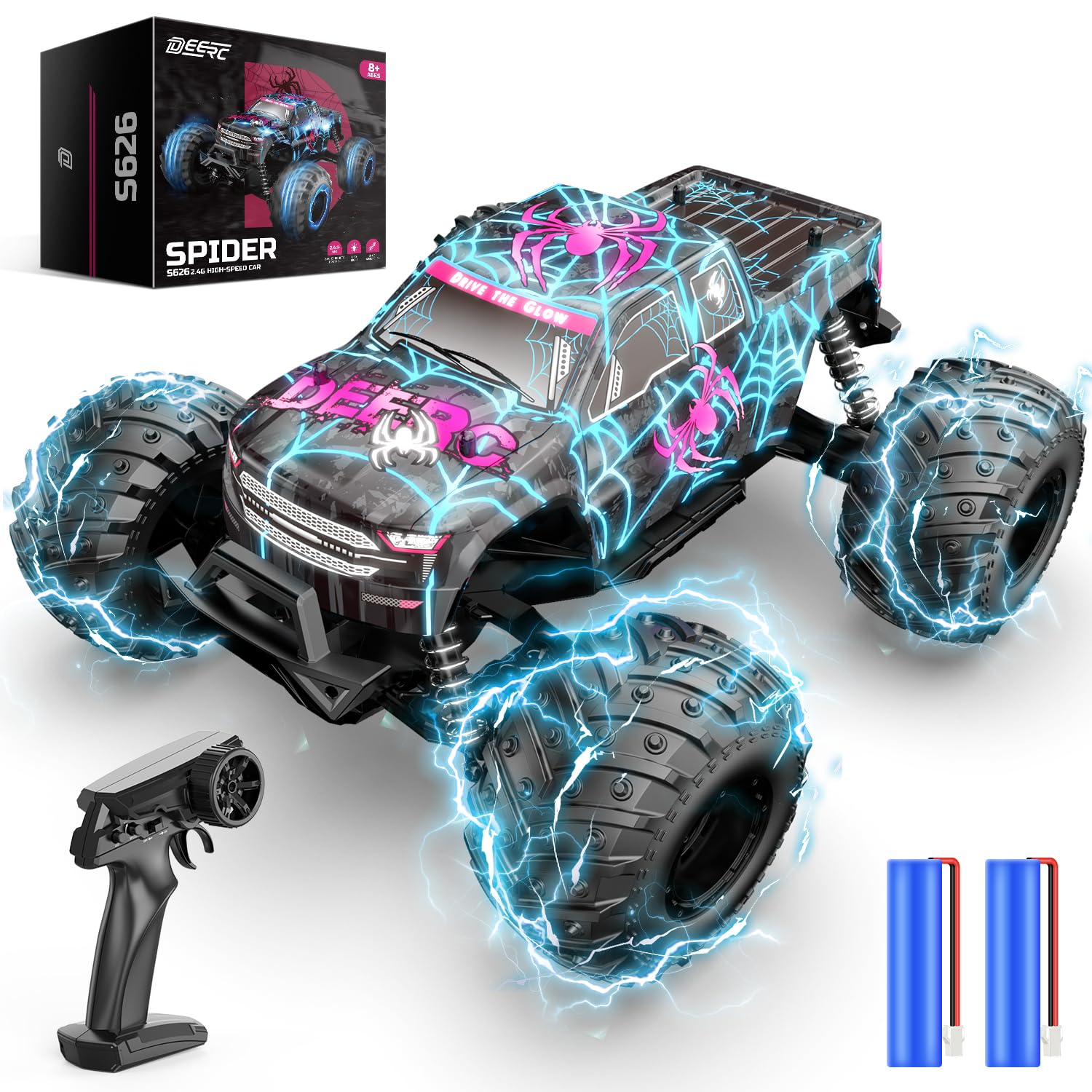 Amazon.com: DEERC 1/16 Glowing Spider Remote Control Car - Fast RC