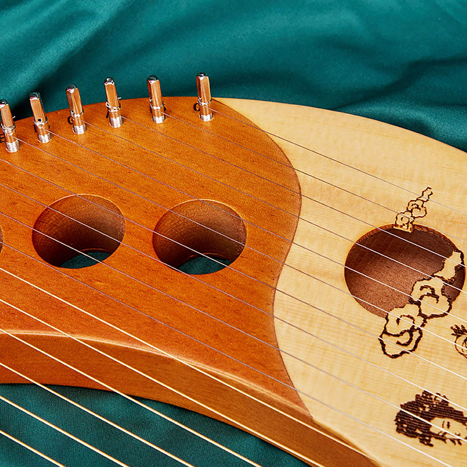 Amazon.co.jp: 19弦木製ハープ、ポータブルアイリッシュハープ、月形の