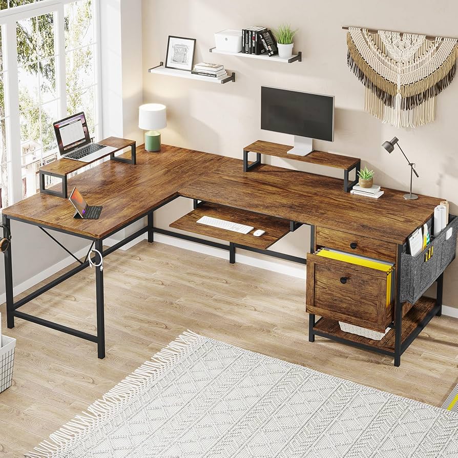 Amazon.co.jp: SEDETA (セデタ) L字デスク リバーシブル L字型