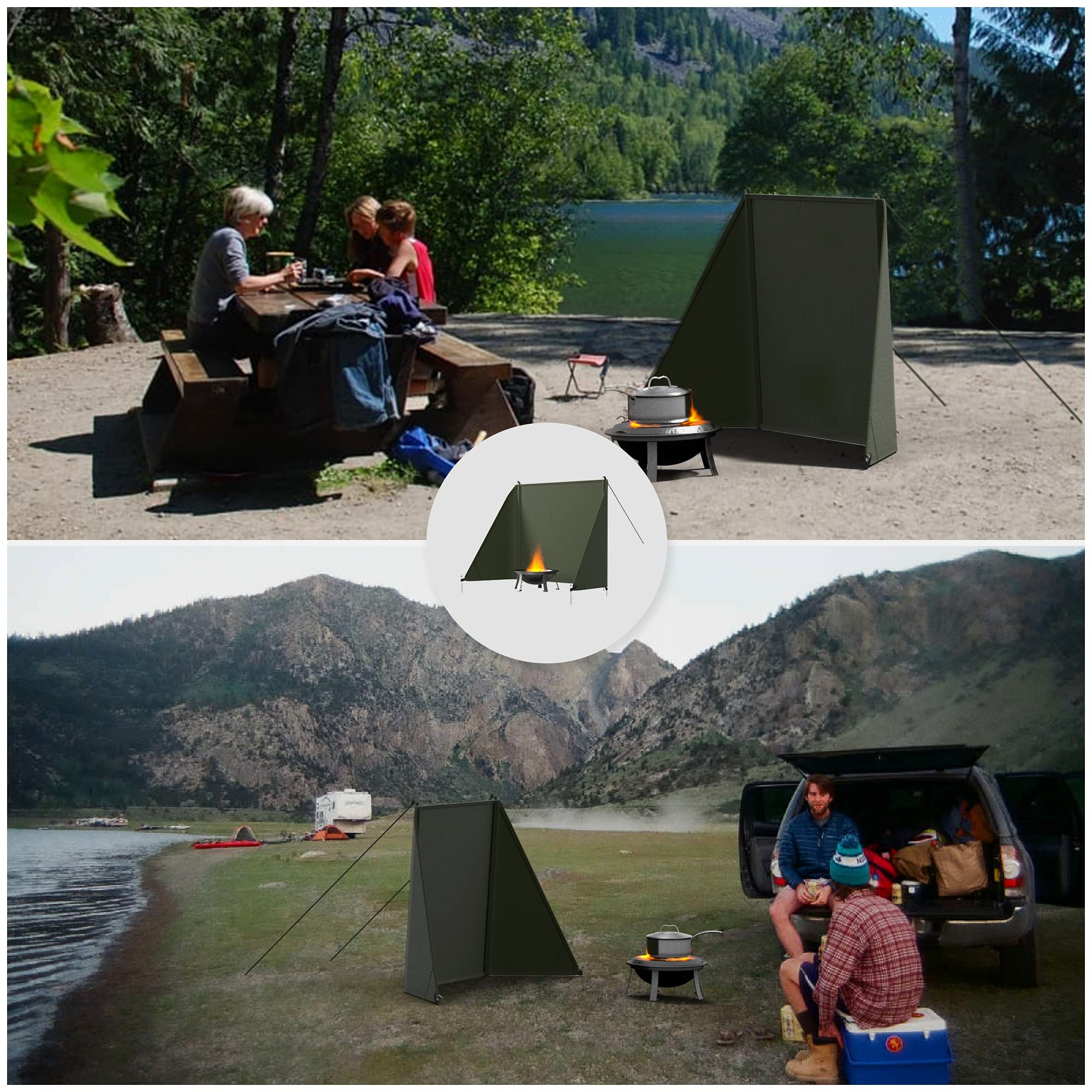 Amazon.co.jp: 陣幕 超大型 キャンプ アウトドア 焚火 焚火陣幕 焚き火