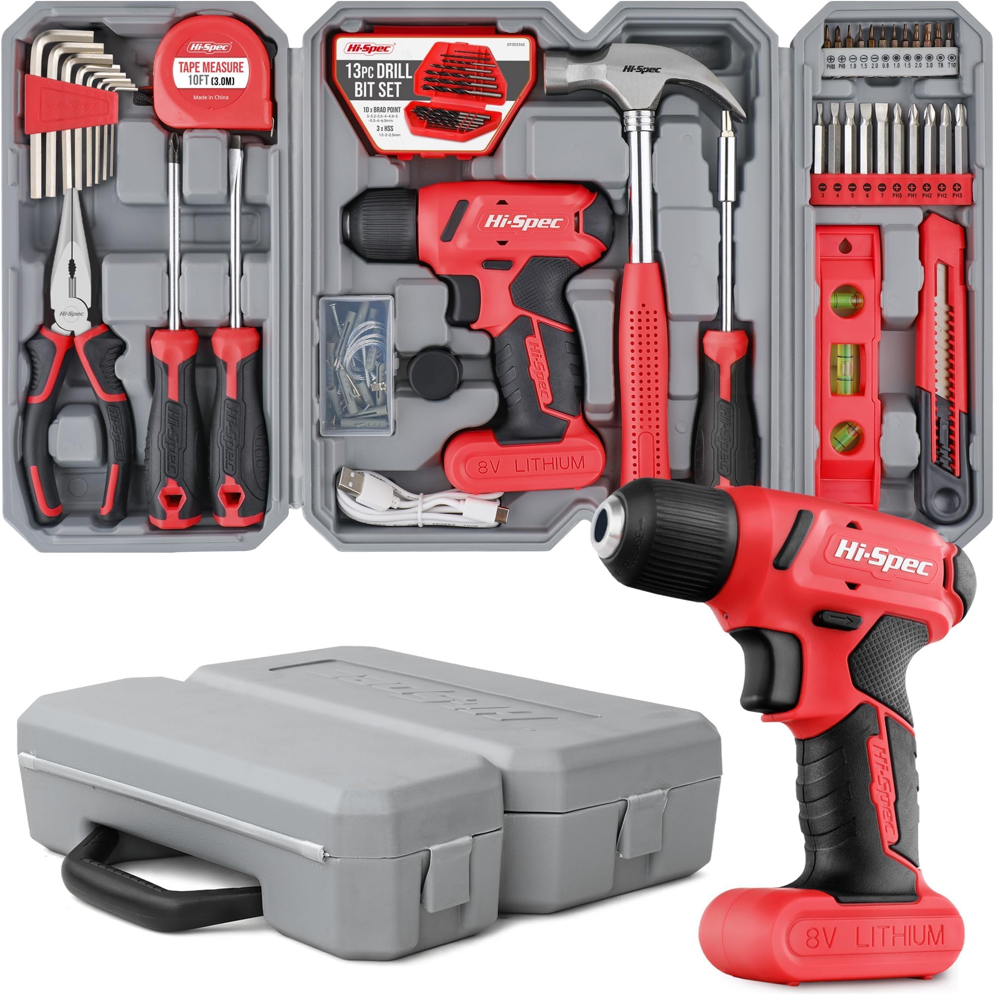 Amazon | Hi-Spec 電動ドライバーセット 電動工具付き工具セット 8V
