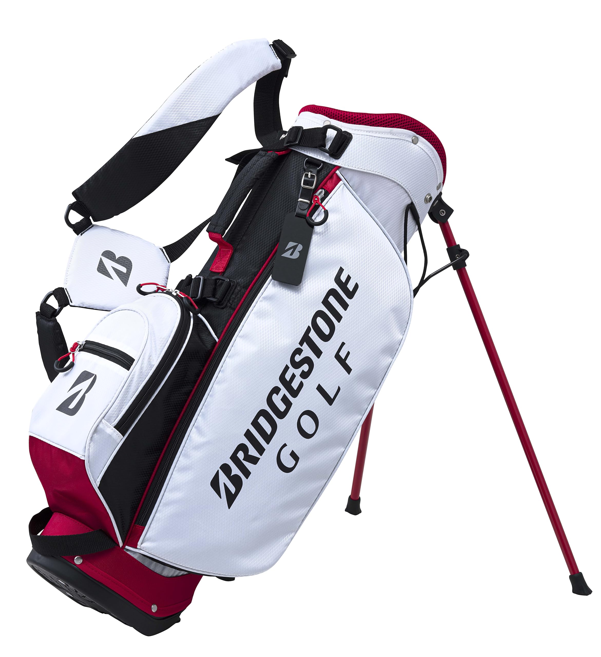 ブリヂストン ゴルフバッグ ホワイト/レッド ヘッドカバー付き