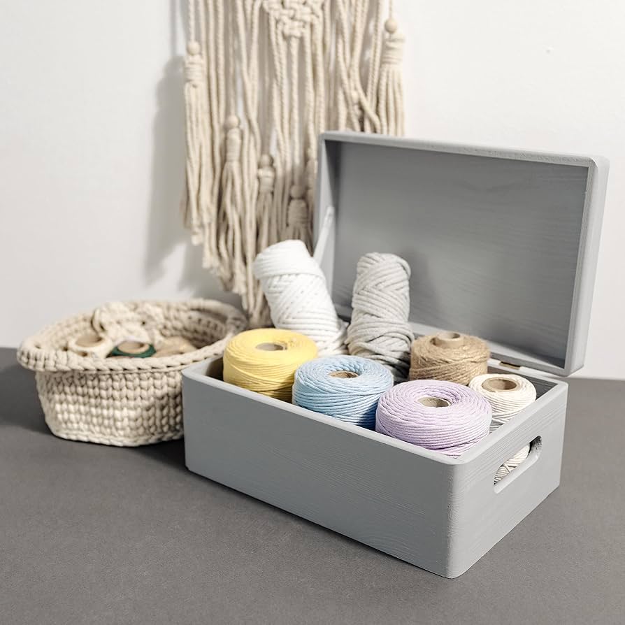 Amazon.com: Creative Deco Large Gray Wooden Box Storage with