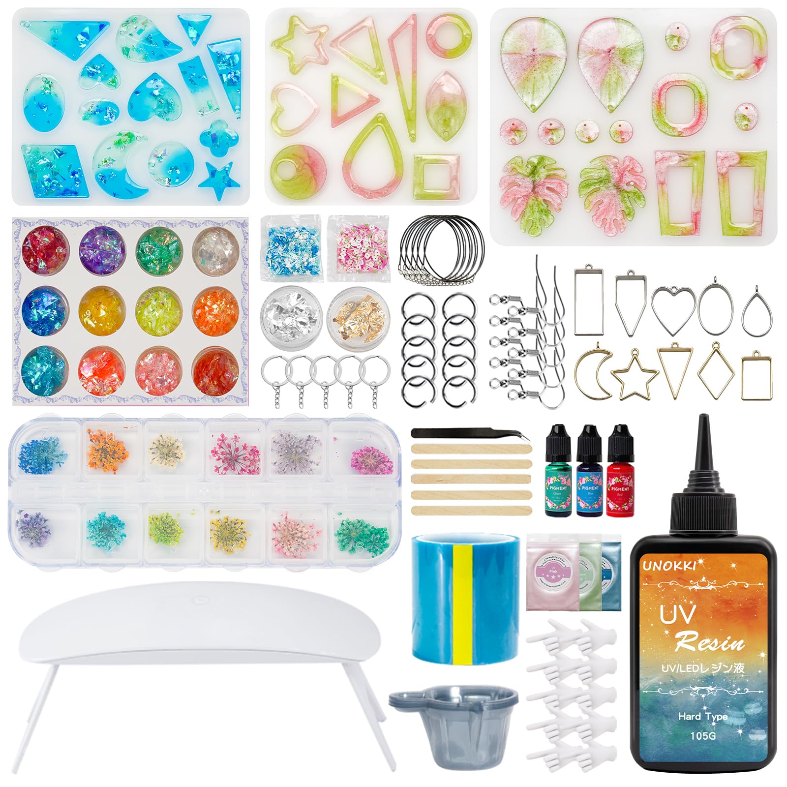 Amazon.co.jp: UNOKKI レジン セット初心者, UVレジン スターター