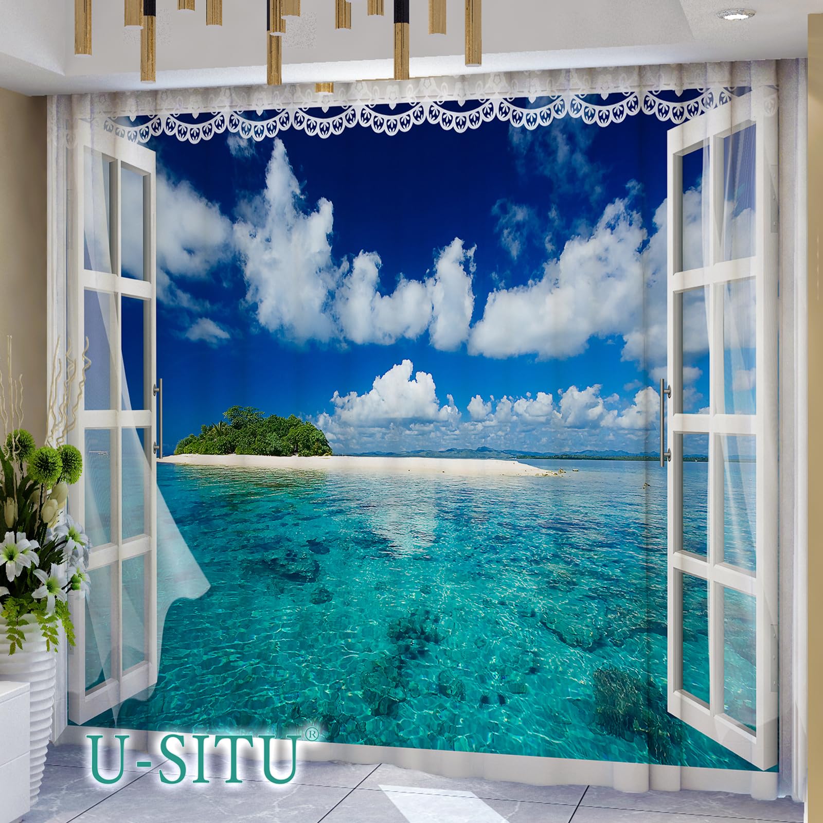 Hana Poncho 200×200cm 両開きカーテン 2色セット Hana Poncho 200