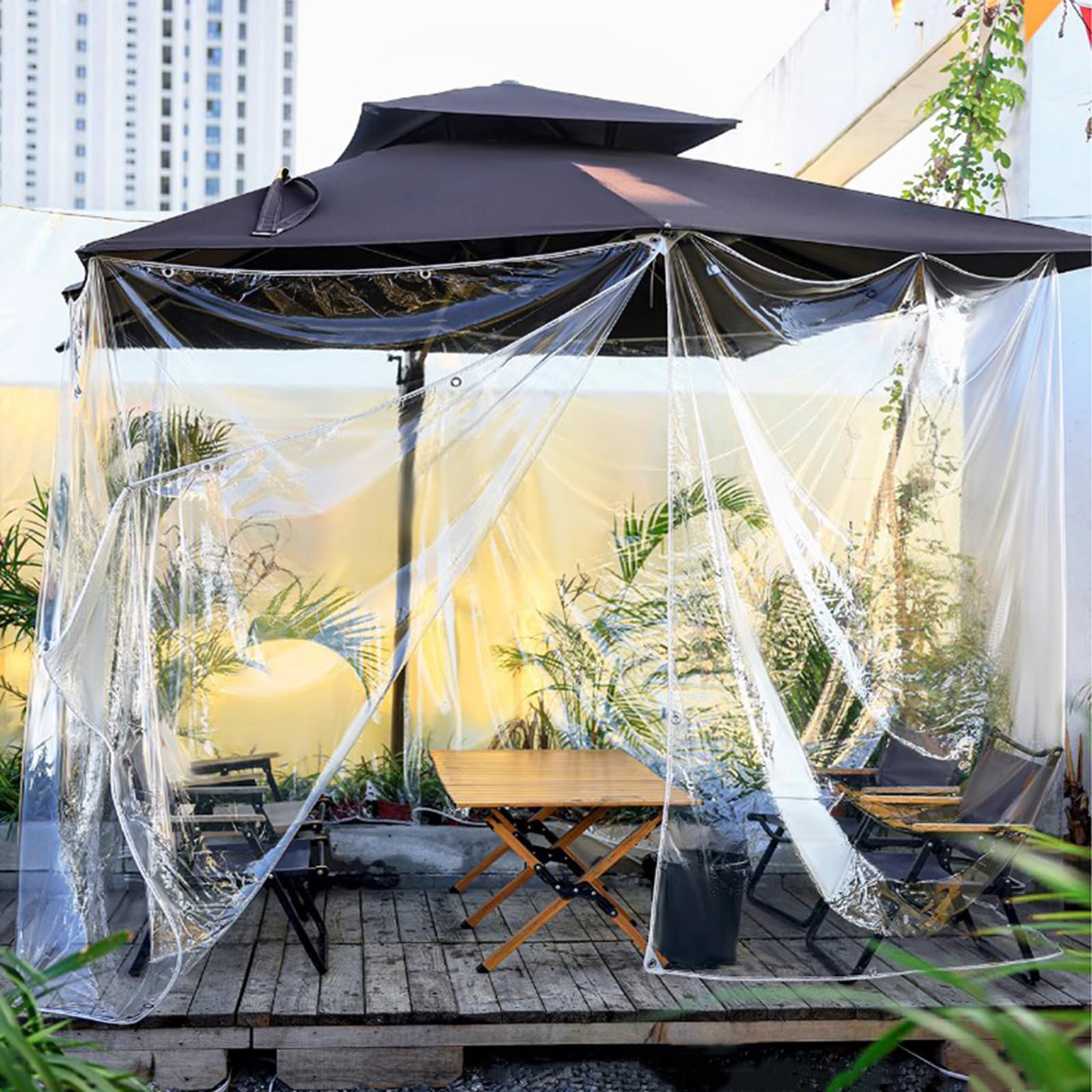 2×4m クリアタープ 温室 庭 パティオ用 結束ロープ付き 2×4m クリア