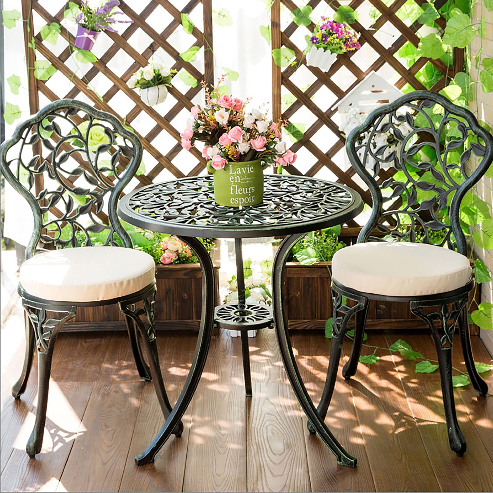 Amazon.co.jp: ガーデンテーブル セット ガーデン3点セット アルミ鋳物