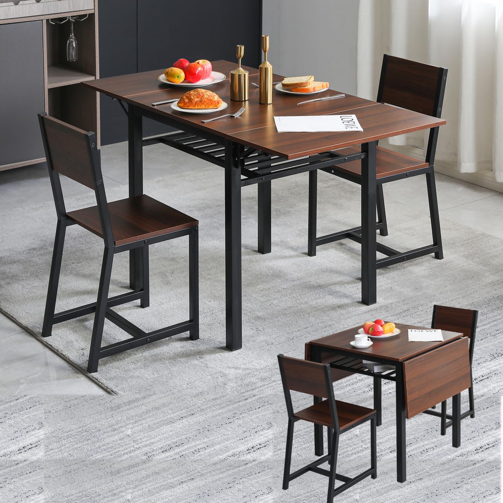 Amazon｜ダイニングテーブルセット2人用 ダイニング3点セット 天然木