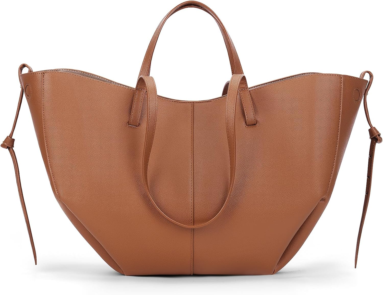 Juoxeepy Work Bag Faux Leather Tote for Women Trendy Handbag Camel