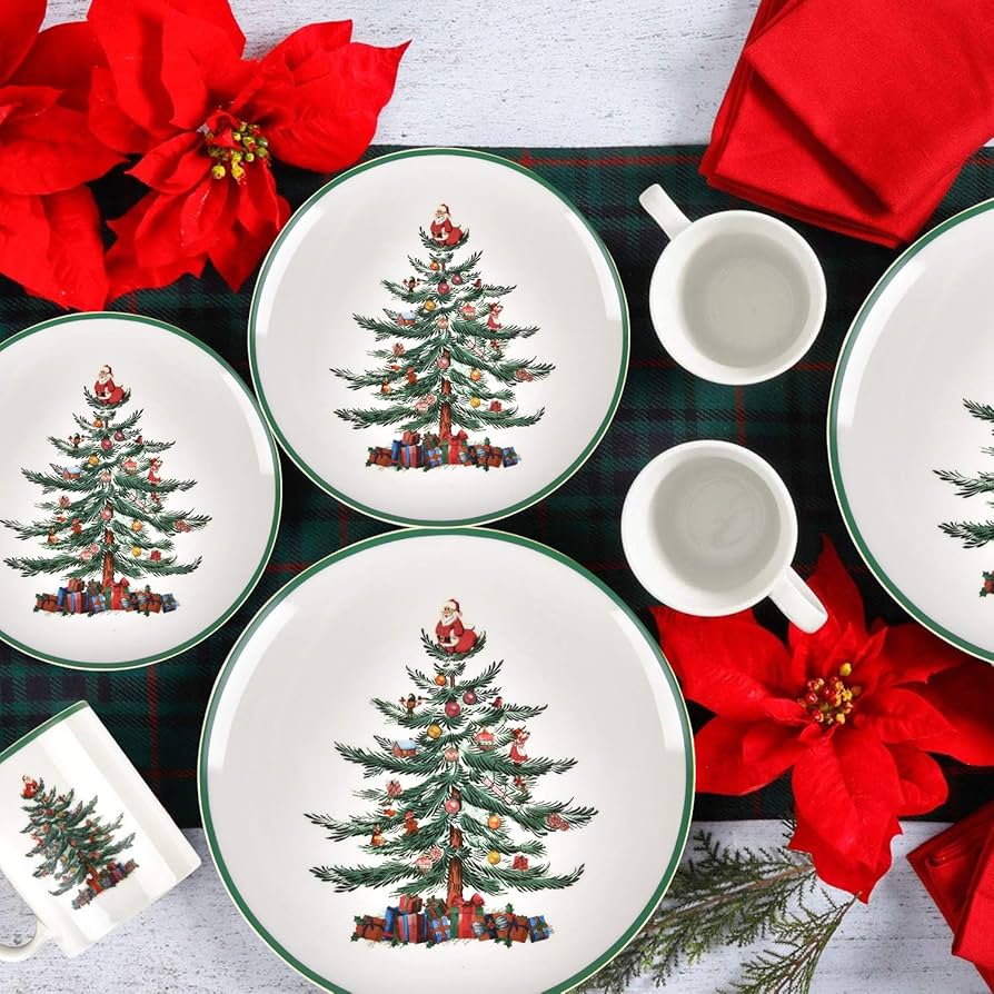 Amazon.co.jp: 16ピース クリスマス皿 ディナー食器セット クリスマス