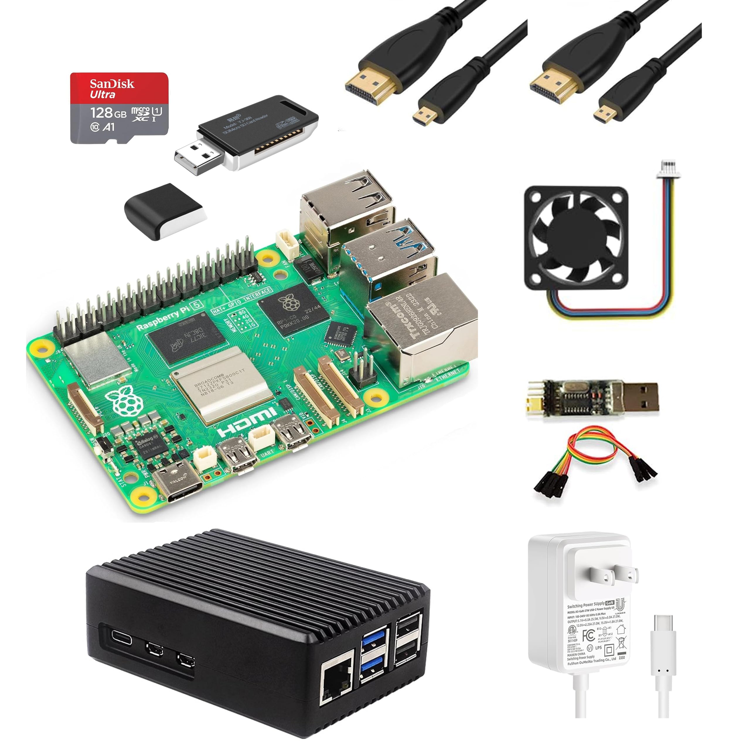 Amazon.com: WayPonDEV Rasp Pi 5 8GB Starter Kit, Pi 5 Single Board