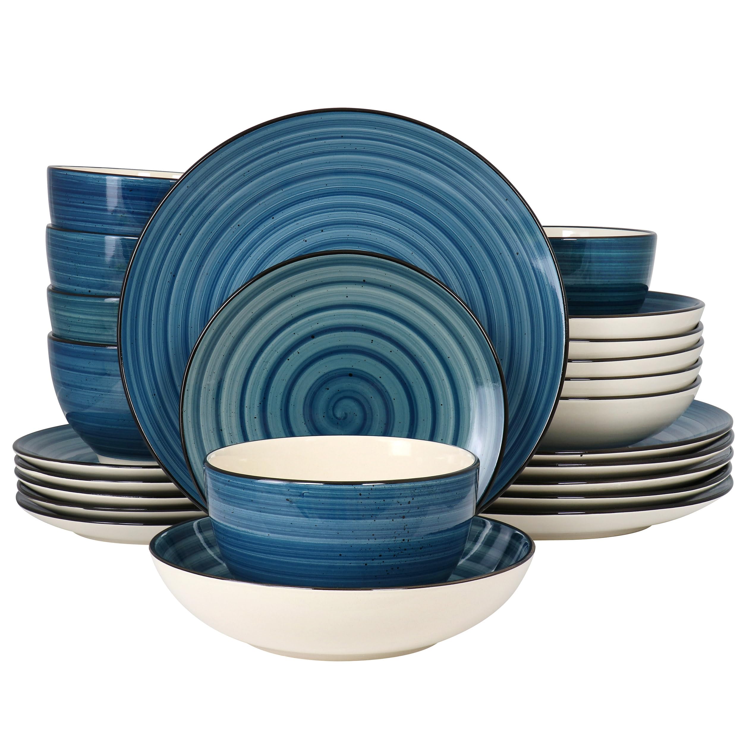 Amazon.com | Elama Gia 24 Piece Stoneware Dinnerware Set (Dark