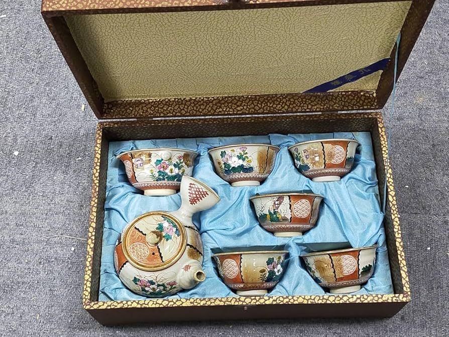 九谷 庄三写 煎茶器 揃い 未使用 共箱(K-XA904) 九谷 庄三写 煎茶器