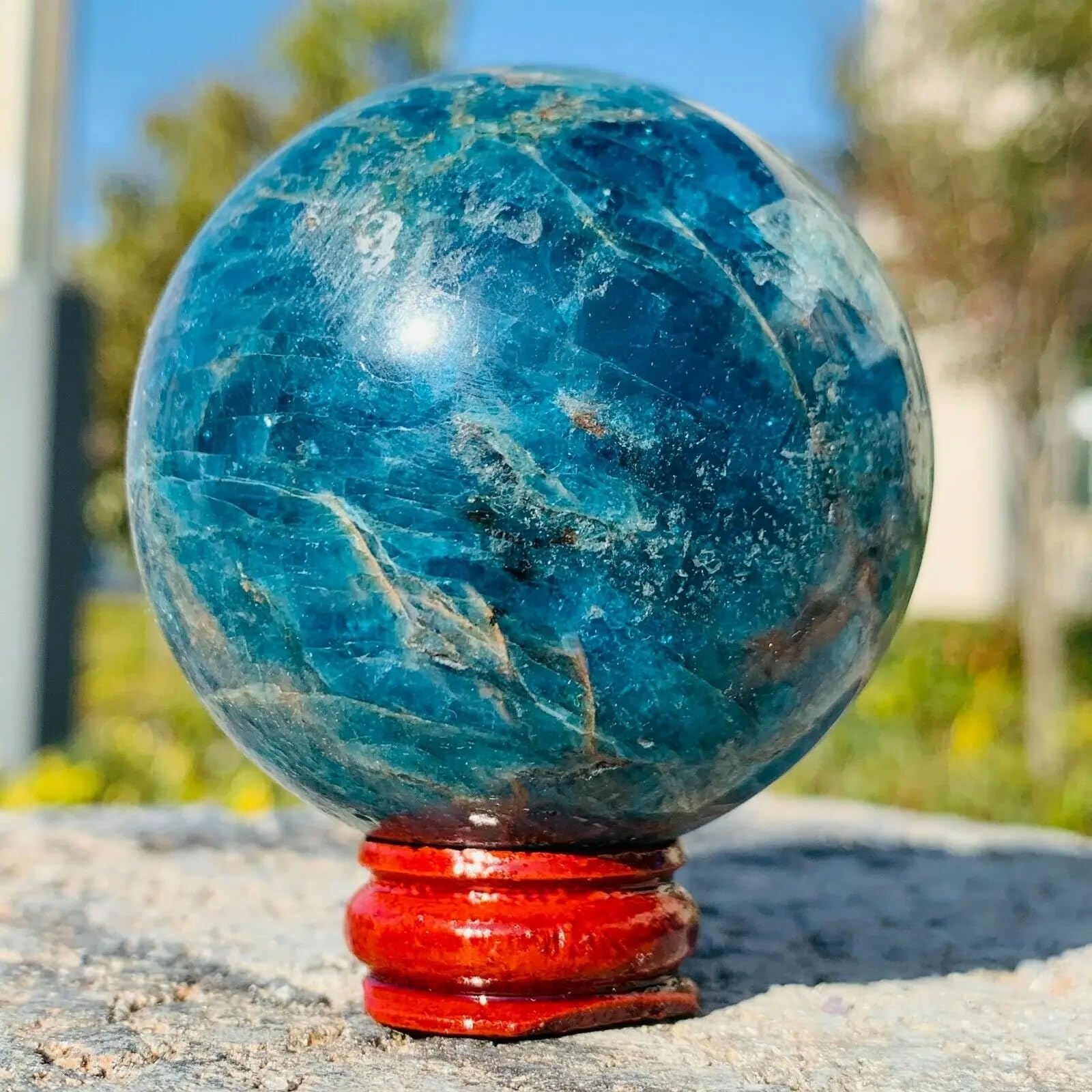 Amazon.co.jp: 美しい 天然ブルー アパタイト スフィア ヒーリング